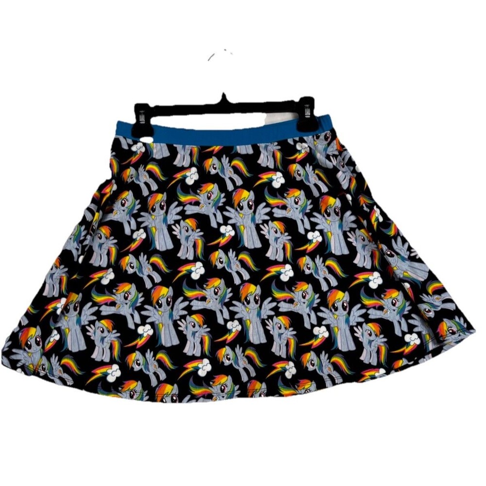 My Little Pony Rainbow Dash Skater Skirt Womens Size Small Black Cartoon Cute